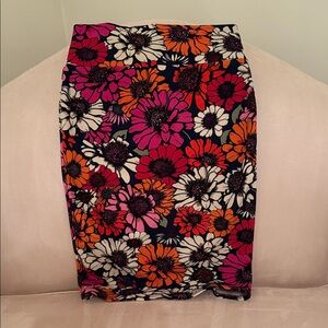 LuLaRoe Red and Pink Pencil Skirt Knee-Length Casual